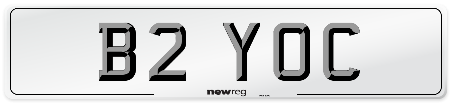 B2 YOC Number Plate from New Reg